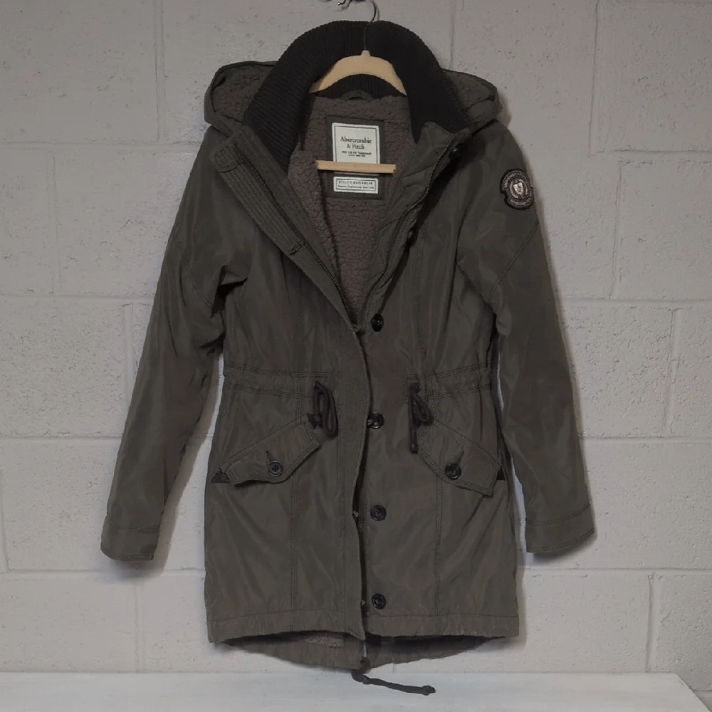 Abercrombie & Fitch Olive Hooded Utility Parka, Size Small, EUC, Y2K, Vintage - Picture 2 of 12